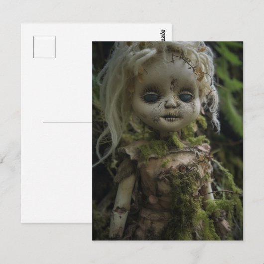 Horror Creepy Doll in het Forest Briefkaart (Voorkant / Achterkant)