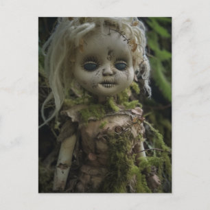 Horror Creepy Doll in het Forest Briefkaart