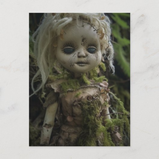 Horror Creepy Doll in het Forest Briefkaart (Voorkant)