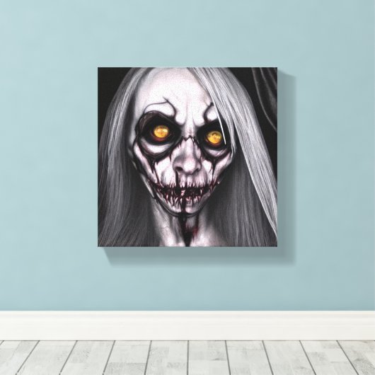 Horror Creepy Woman Canvas Afdruk (Insitu (Houten vloer))