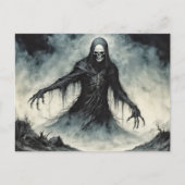 Horror doodskop in zwarte mantel briefkaart (Voorkant)