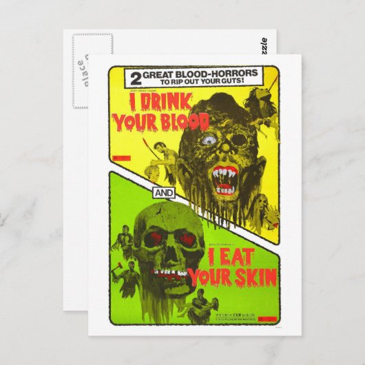 HORROR DUBBELE FUNCTIE BRIEFKAART (Voorkant / Achterkant)