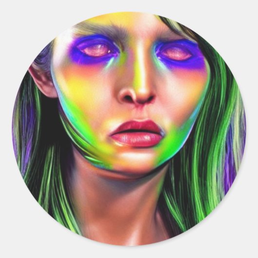 Horror-enge Woman Classic Round Sticker (Voorkant)