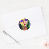 Horror-enge Woman Classic Round Sticker (Envelop)