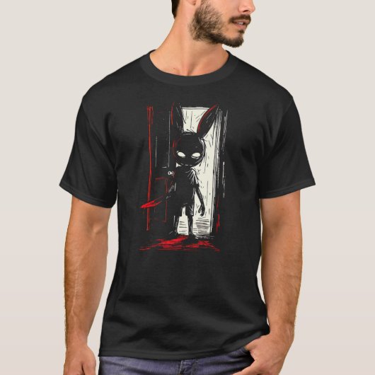 Horror Evil Bunny Rabbit Slasher Creepy Door Alt G T-shirt (Voorkant)