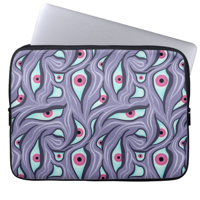 Horror Evil Eyes Paarse Pastel Gothic Laptop Sleeve (Voorkant)