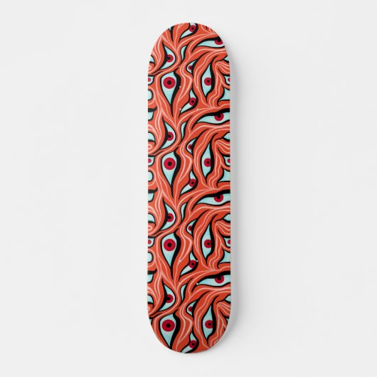 Horror Evil Eyes Pattern Red Oranje Gothic Persoonlijk Skateboard (Voorkant)