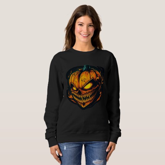 Horror Evil Pumpkin Nightmare Scary Terrifying Hal Trui (Voorkant volledig)
