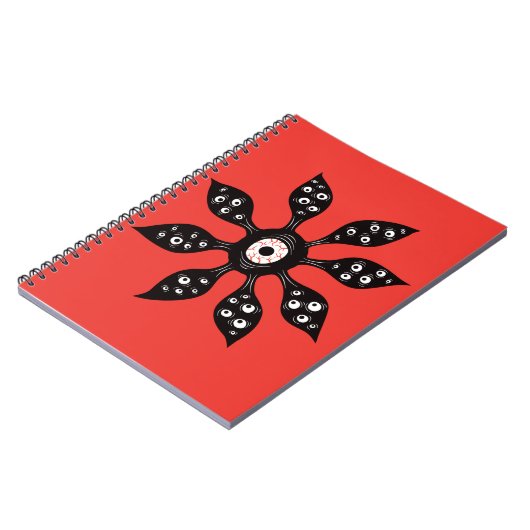 Horror Eye Flower Creepy Macabre Red Black Notitieboek (Linkerzijde)