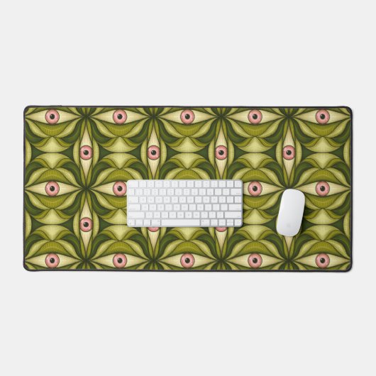 Horror Eye Pattern Green Creepy Witchy Gothic Bureaumat (Keyboard & Muis)