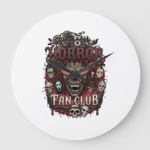 Horror Fan Club Halloween Duivel Gezicht Schedels Grote Klok