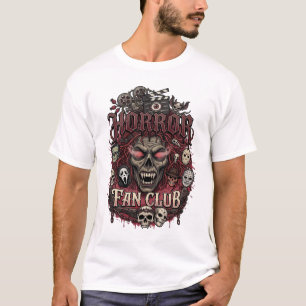 Horror Fan Club Halloween Duivel Gezicht Schedels T-shirt