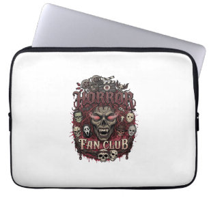Horror Fan Club Halloween Duivel Gezichten Schedel Laptop Sleeve