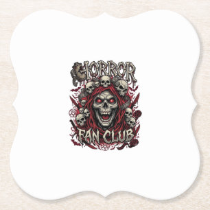 Horror Fan Club Halloween Gillende Schedel Rode Ka Kartonnen Onderzetters
