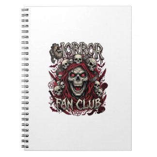 Horror Fan Club Halloween Gillende Schedel Rode Ka Notitieboek