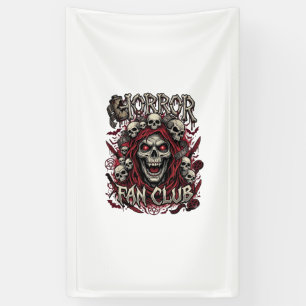 Horror Fan Club Halloween Gillende Schedel Rode Ka Spandoek