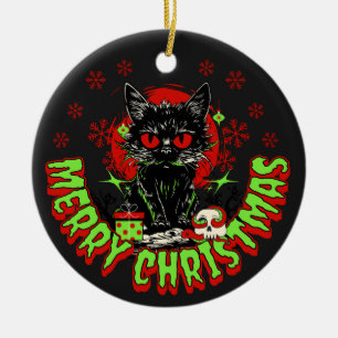 Horror Fan Kerstkat Keramisch Ornament