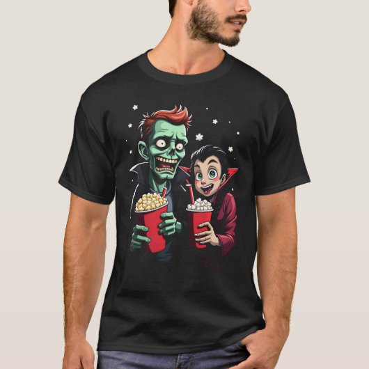 Horror Film Marathon Spooky Snacks T-shirt (Voorkant)
