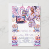 Horror Film Night Afro Halloween Slumber Verjaarda Kaart (Voorkant)