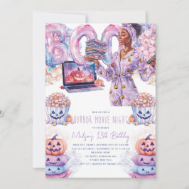 Horror Film Night Afro Halloween Slumber Verjaarda Kaart