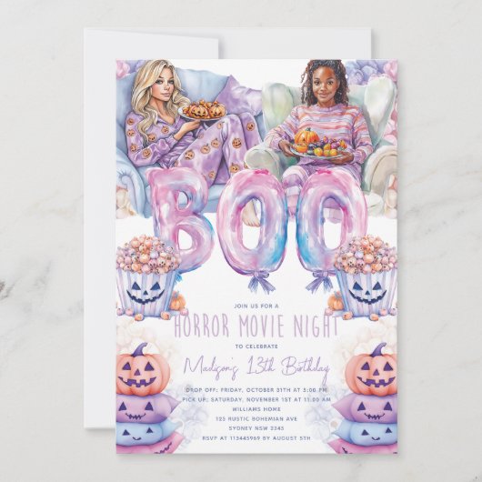Horror Film Night Halloween Slumber Party Kaart (Voorkant)