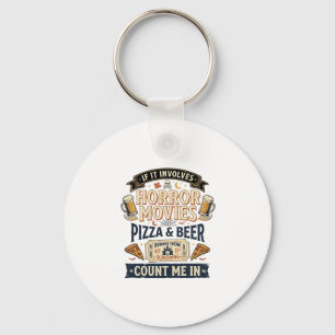 Horror Films Pizza Bier Grappig Halloween_1 Sleutelhanger