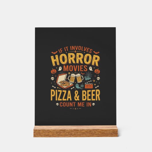 Horror Films Pizza Bier Halloween Design_1 Acryl Bord (Voorkant)