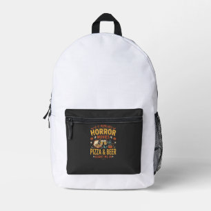 Horror Films Pizza Bier Halloween Design_1 Bedrukte Rugzak