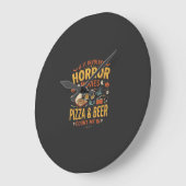 Horror Films Pizza Bier Halloween Design_1 Grote Klok (Hoek)