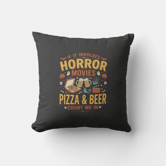 Horror Films Pizza Bier Halloween Design_1 Kussen (Voorkant)