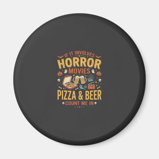 Horror Films Pizza Bier Halloween Design_1 Magneet (Voorkant)