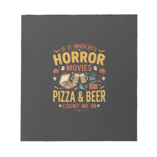 Horror Films Pizza Bier Halloween Design_1 Notitieblok
