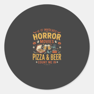 Horror Films Pizza Bier Halloween Design_1 Ronde Sticker
