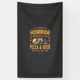 Horror Films Pizza Bier Halloween Design_1 Spandoek