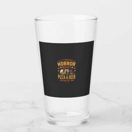 Horror Films Pizza Bier Halloween Ontwerp_1 Glas (Voorkant)