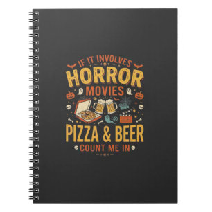 Horror Films Pizza Bier Halloween Ontwerp_1 Notitieboek