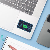 Horror films VHS Black Blue Sticker (Laptop met iPhone)