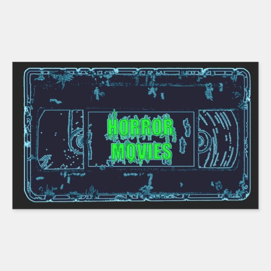 Horror-films VHS-Blue/Green rechthoekige Sticker (Voorkant)