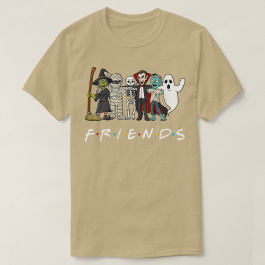 Horror Friends Skeleton Zombie Pumpkin Mummy Hallo T-shirt (Design voorkant)
