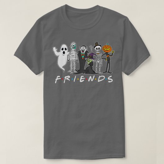 Horror Friends Skeleton Zombie Pumpkin Mummy Hallo T-shirt (Design voorkant)