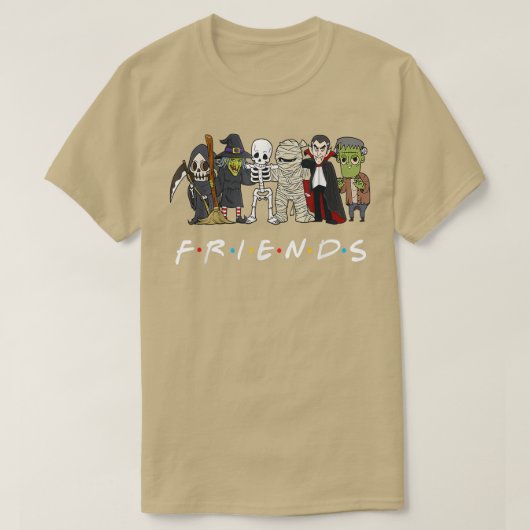 Horror Friends Skeleton Zombie Pumpkin Mummy Hallo T-shirt (Design voorkant)