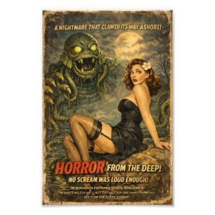 Horror From the Deep Oude Kreaturefilm Foto Afdruk