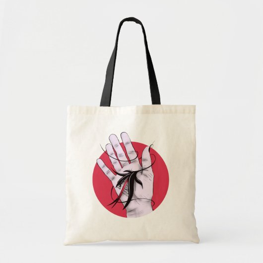 Horror Gothic Hand Bijten Bloem Monster Macab Art Tote Bag (Voorkant)