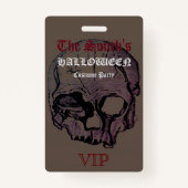 Horror Gothic Skull Halloween Costume Party VIP Badge (Voorkant)
