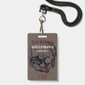 Horror Gotische Schedel Halloween Kostuumfeest VIP Badge (Voorzijde met lanyard)