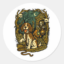 Horror Griezelen Skeleton Honden Esthetiek Ronde Sticker