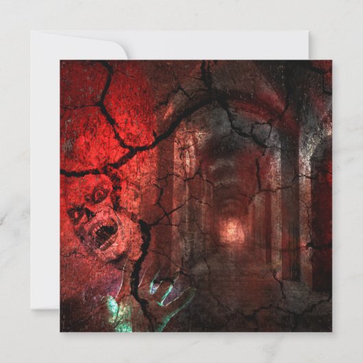 Horror Hall Zombie Halloween Party Uitnodigingen (Achterkant)