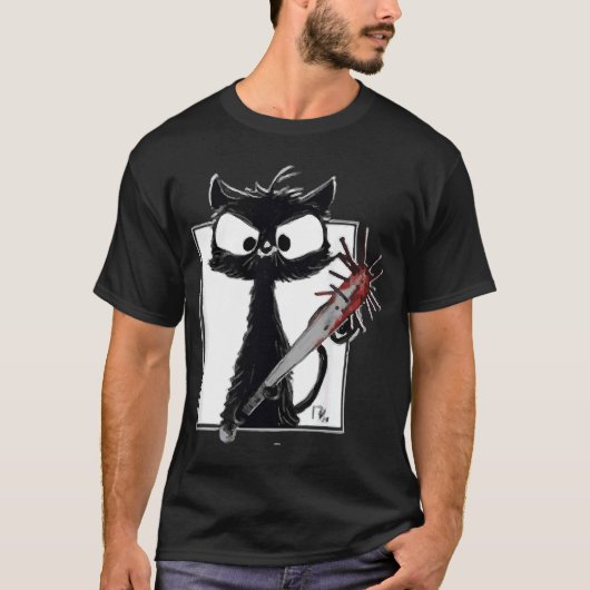 Horror Halloween Party Blood Splatter Knife Black T-shirt (Voorkant)