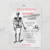 Horror Halloween Skeleton Skull Grey Costume Party Kaart (Voorkant / Achterkant)