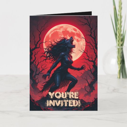 Horror Halloween Weerwolf Lady Volle Maan (Voorkant)